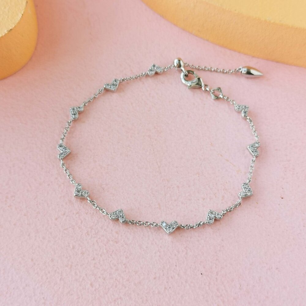 Kendra Scott - Haven Heart White Crystal Silver Chain Bracelet - NEW